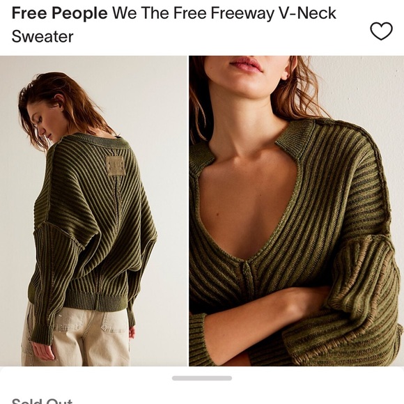 Free People We The Free Freeway V-Neck Sweater Moss Song Sz Xs. NWOT - Picture 2 of 7